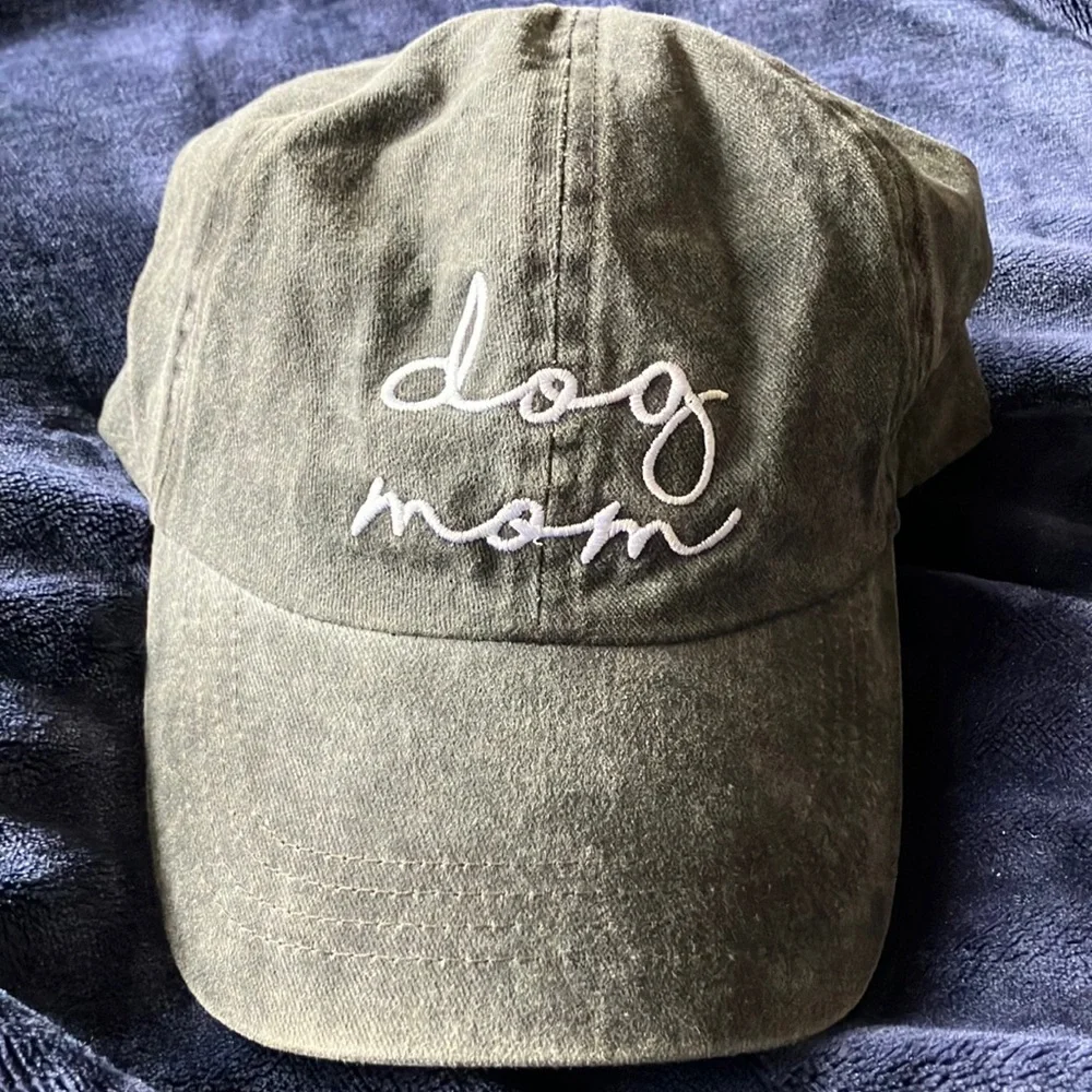 Adult “Dog Mom” ball‎ cap Stonewashed Faded Black